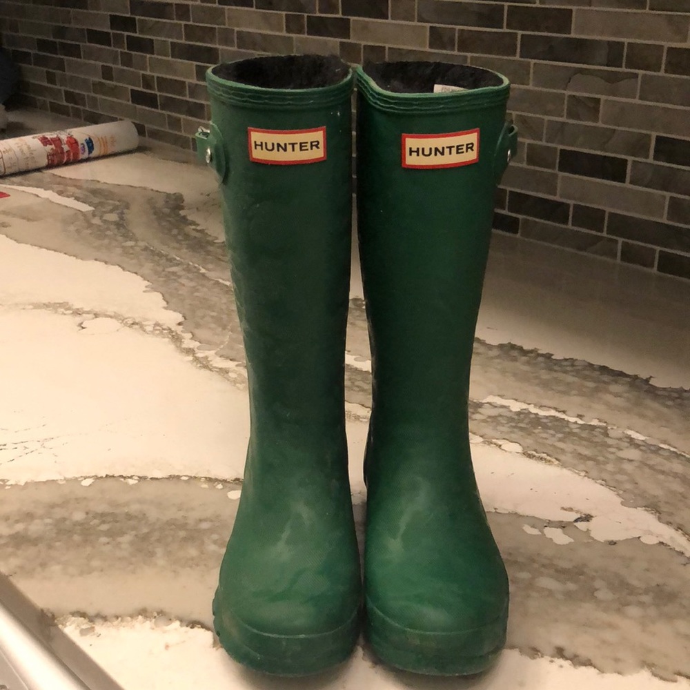 Girls Hunter green boots size 2 - Picture 1 of 4